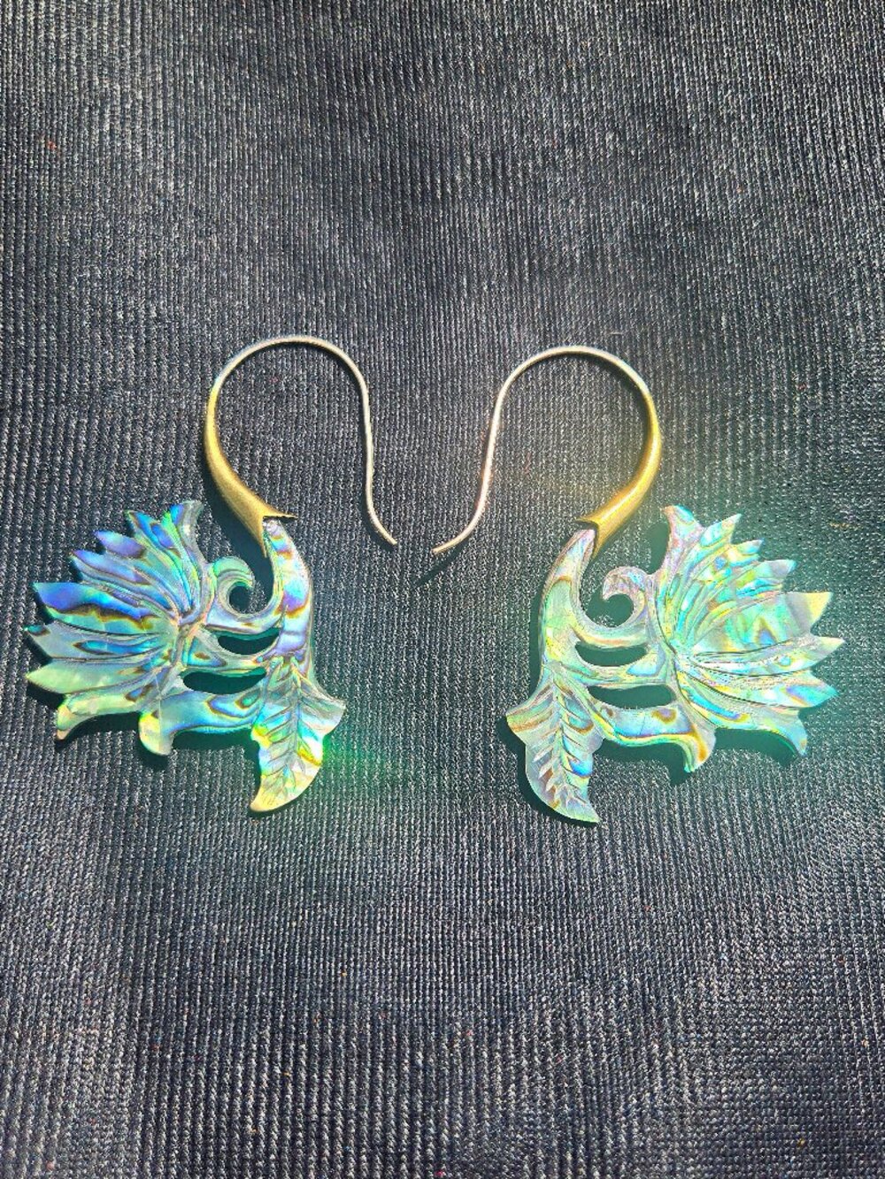 Abalone sea shell lotus flower earrings